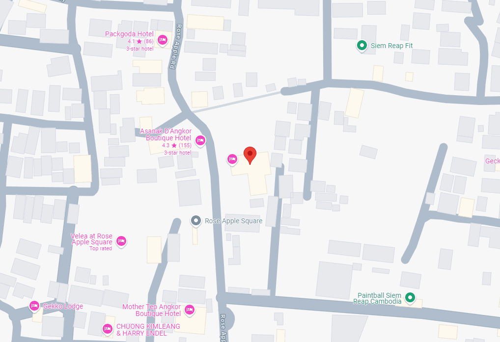 Map showing Mad Monkey Hostel Siem Reap, Rose Apple Road, Siem Reap, Cambodia