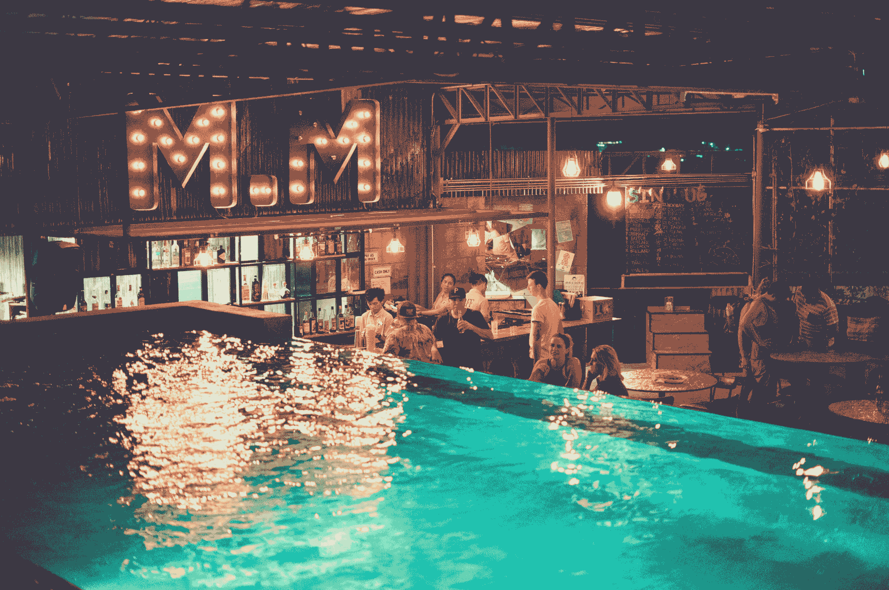 Mad Monkey pool bar at night