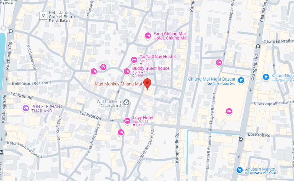 Mad Monkey Chiang Mai, ซอย 2 Chang Moi Sub-district, Mueang Chiang Mai District, Chiang Mai, Thailand
