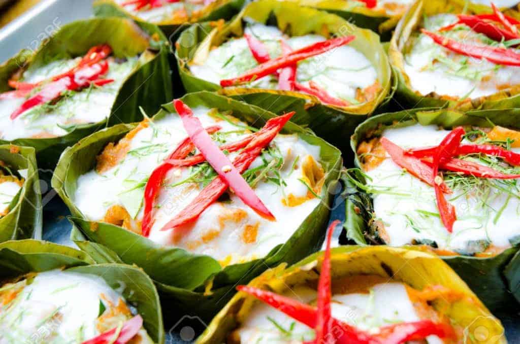 Bangkok Street Food Hor Mok Pla (Thai curry fish custard)