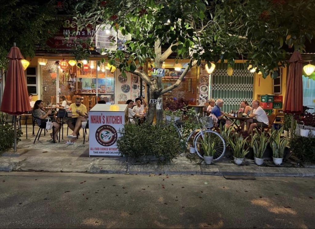 View of Nhan's Kitchen at night time, in Hoi An, Vietnam