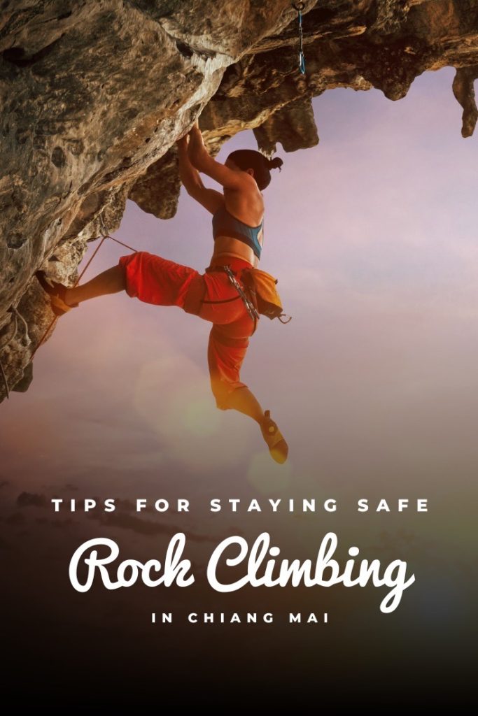 Pinterest Pin: A girl is climbing a rock in orange cargo pants