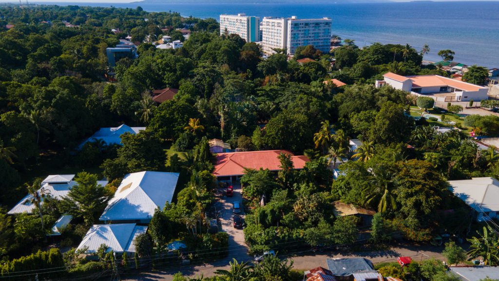 drone view of Mad Monkey Hostels in Dumaguete