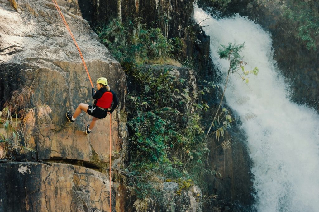 A Climber climbs a mountain in Chiang Mai, Thailand