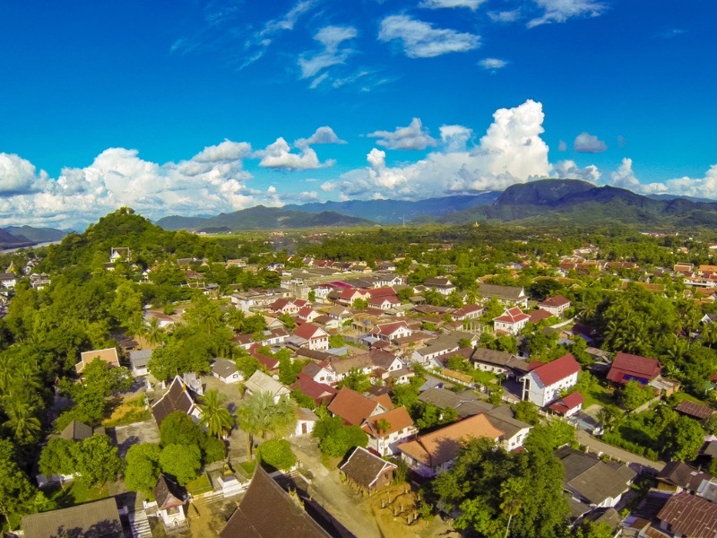 Birdseye view of the town of Luang Prabang, Laos