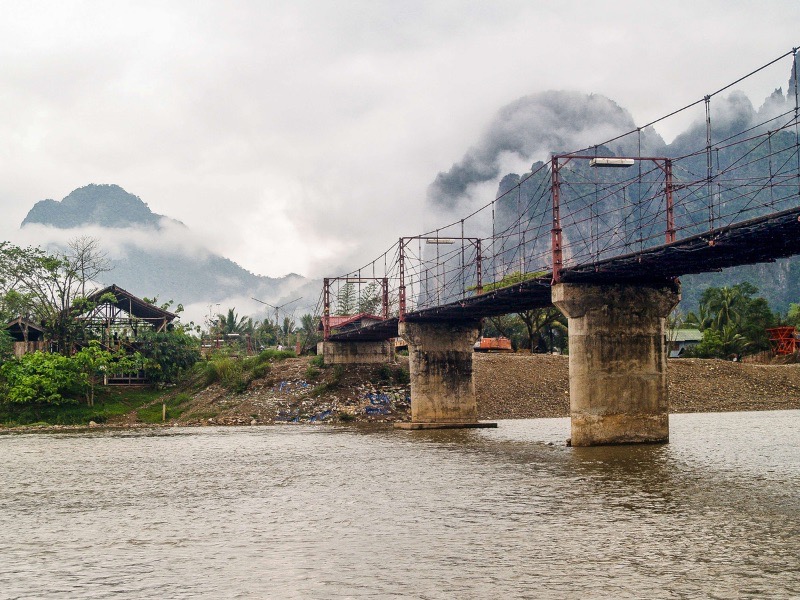 The bridge over the Nam Song River, Laos