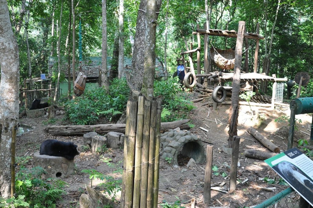 Extensive enclosure for the rescued bears at Kuang Si Falls