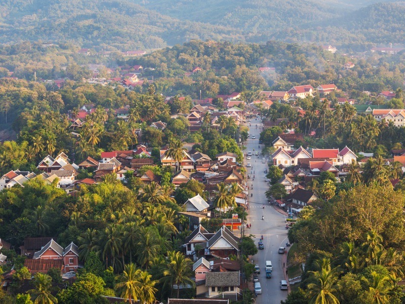 The town of Luang Prabang from above