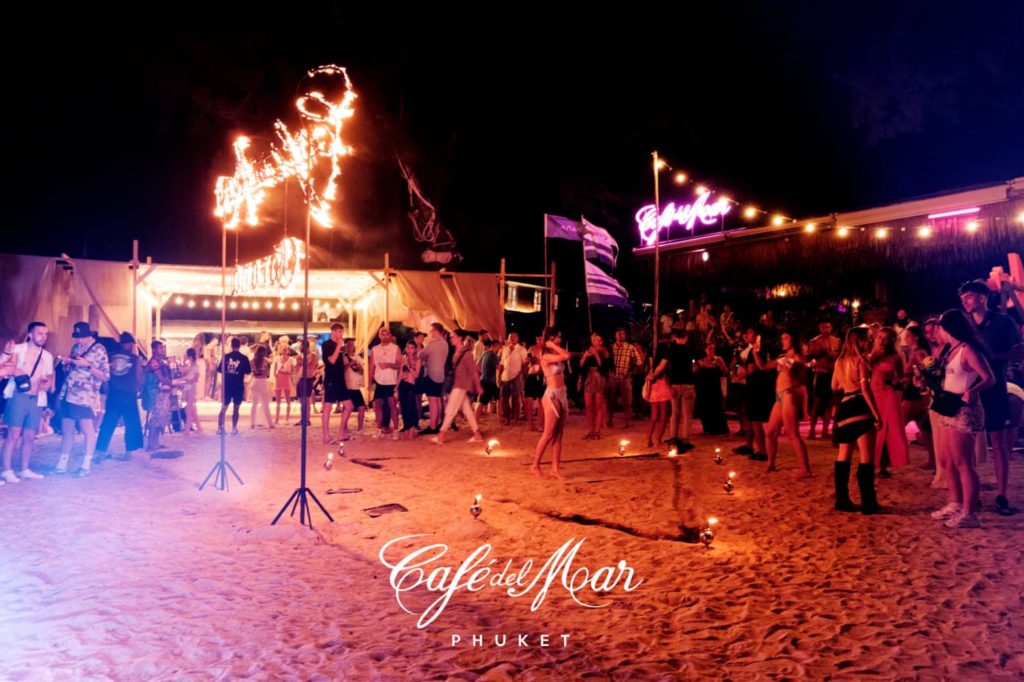 beach club with fire in phuket