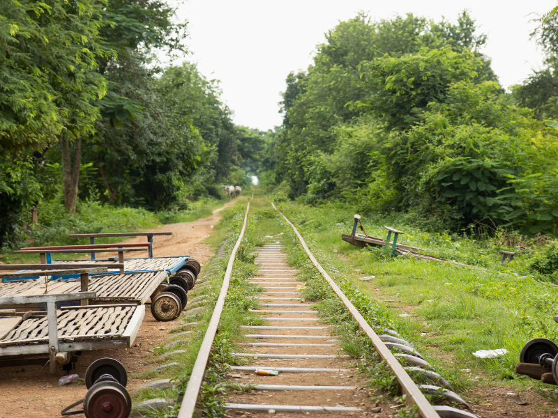 bamboo train and railway in Batammbang, Cambodia